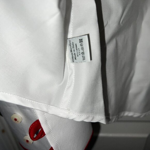 VITTORIO MARCHESI Luxurious Double High Collar Shirt w/Red Loops Size 41/16 NEW! - Picture 9 of 16